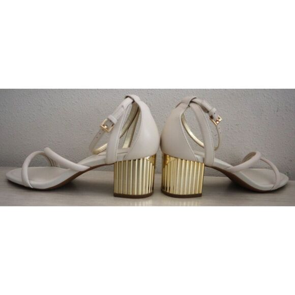 Michael Kors Women's Sz 8M Light Cream Leather Porter Strappy Mid Sandals - Picture 9 of 15